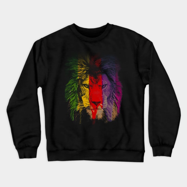 Lion face artistic colorfull Crewneck Sweatshirt by Aldebaran